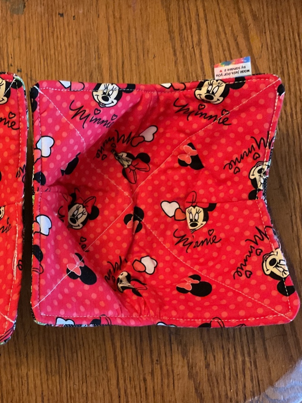 Hand crafted, Minnie Mouse Reversable Bowl Cozies Set of 2